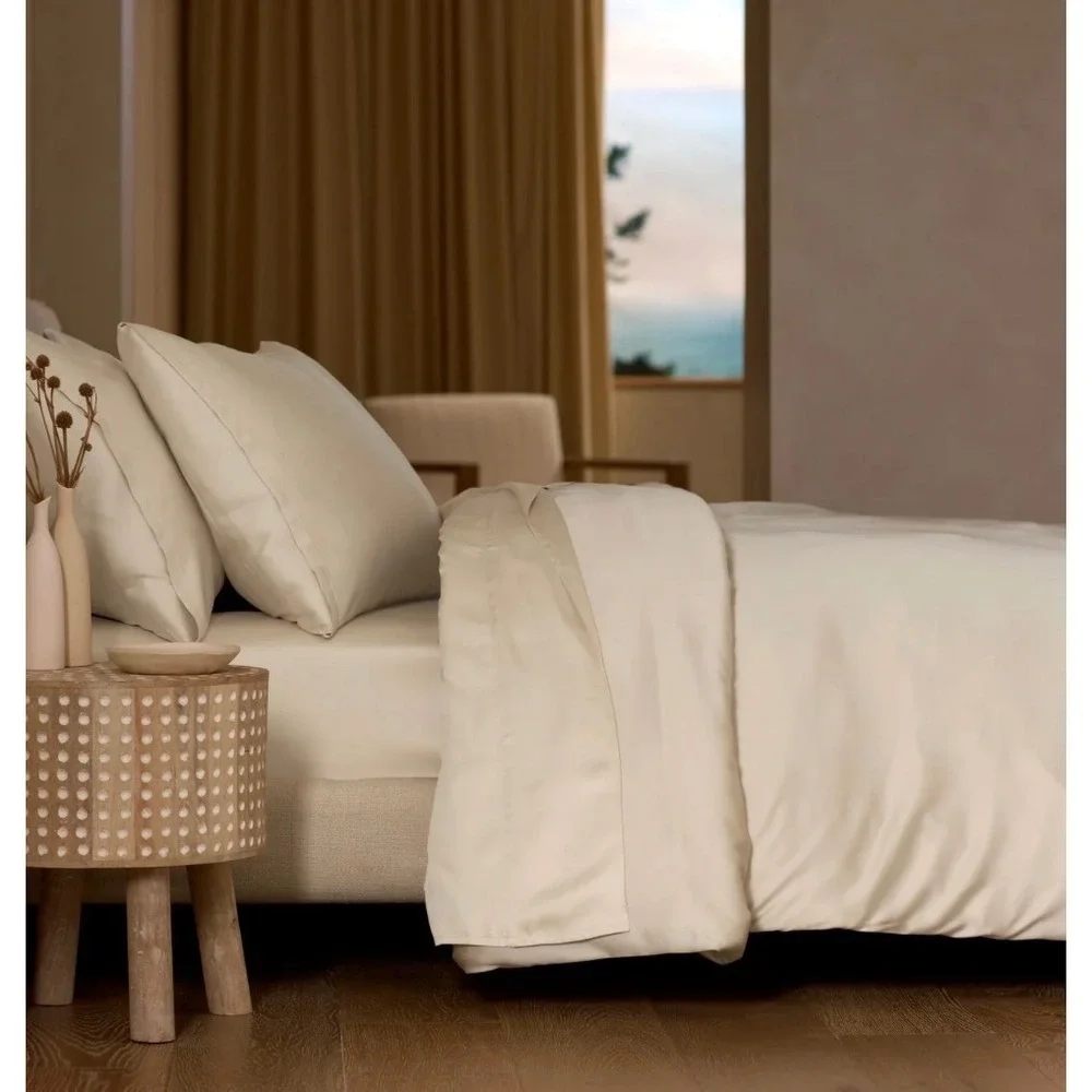 Cozy Earth King Flat Sheet Oat Bamboo Viscose Luxury Cooling BTSKO725 NWT